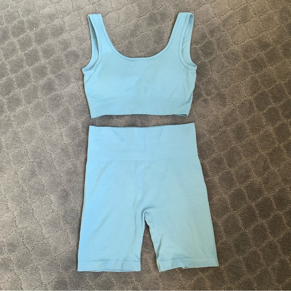 Sacre sport bra and short set baby blue